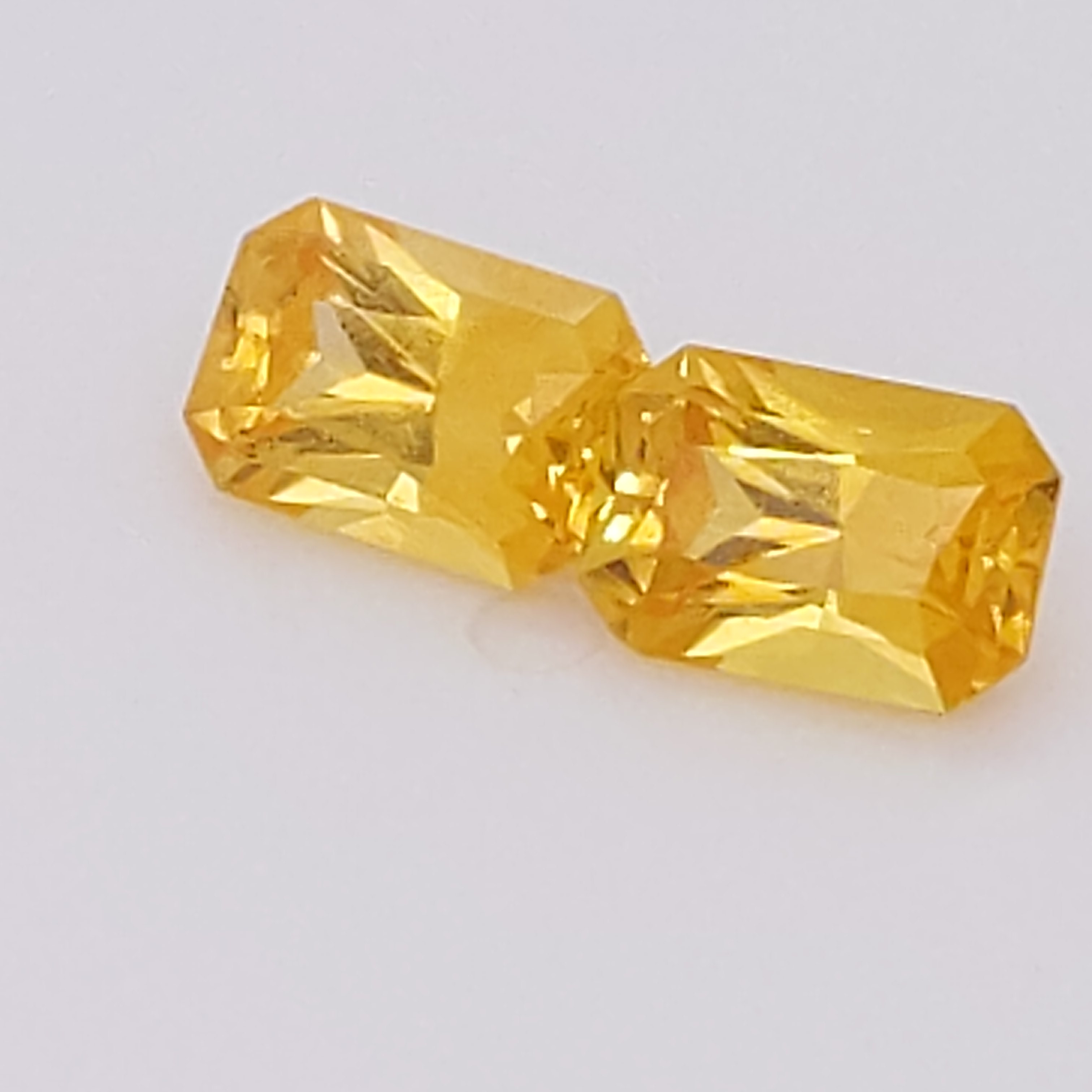 Sri Lanka Yellow Sapphire Emerald Radiant Matched Pair 6.5x4.5mm 1.90