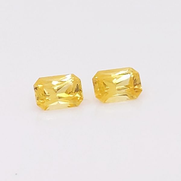 Sri Lanka Yellow Sapphire Radiant Cut Emerald Cut Matched Pair 6.5x4.5mm  1.82 cts - Image 2