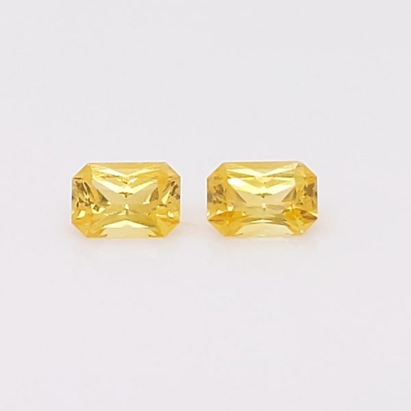 Sri Lanka Yellow Sapphire Radiant Cut Emerald Cut Matched Pair 6.5x4.5mm  1.82 cts
