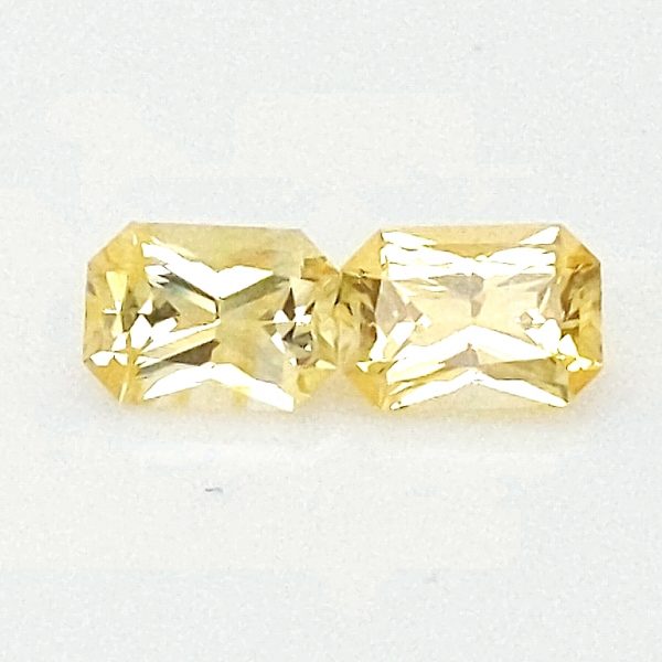 Sri Lanka Yellow Sapphire Emerald Radiant Matched Pair 6.5x4.5mm 2.06 Carats - Image 3