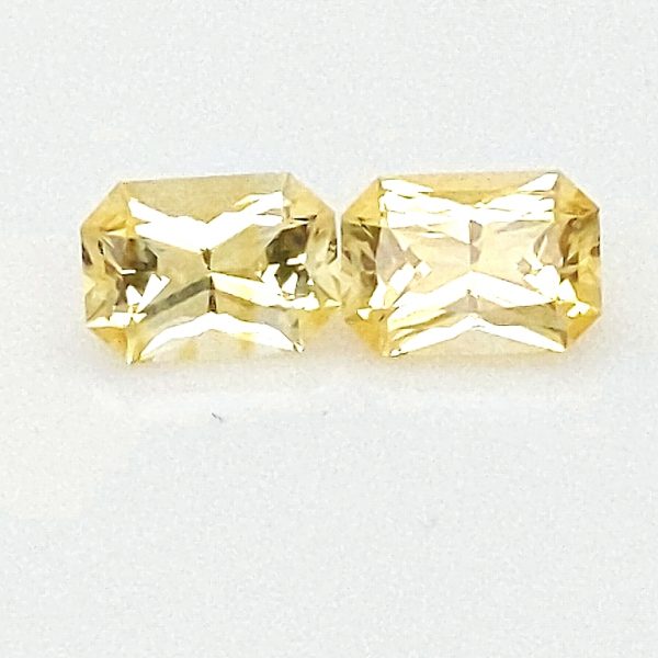 Sri Lanka Yellow Sapphire Emerald Radiant Matched Pair 6.5x4.5mm 2.06 Carats - Image 2