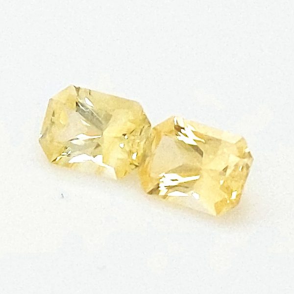 Sri Lanka Yellow Sapphire Emerald Radiant Matched Pair 6.5x4.5mm 2.06 Carats