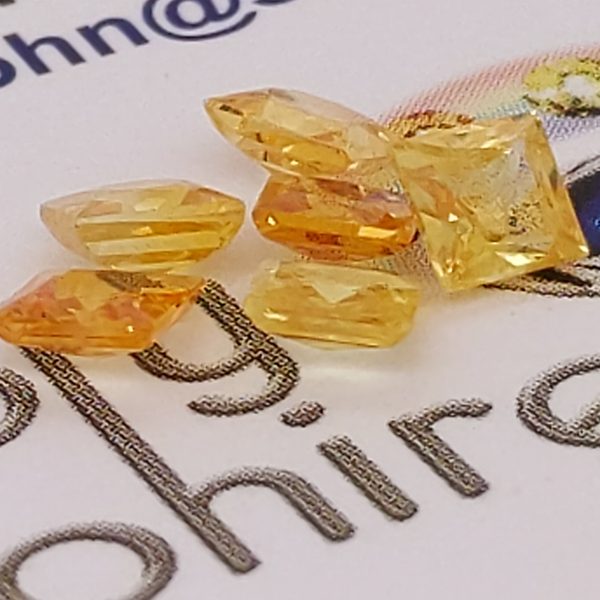 Square Yellow Sapphires 6 stones ~4mm each 1.99 Carats Total - Image 2