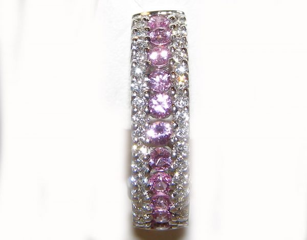 Ceylon Pink Sapphire Diamond Earrings 18KWG 2.16CTW - Image 2