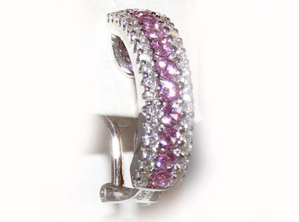 Ceylon Pink Sapphire Diamond Earrings 18KWG 2.16CTW - Image 5