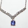 Elegant Cushion Tanzanite Diamond Necklace 14Kwg 4.25 Ctw - Image 2