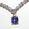 Elegant Cushion Tanzanite Diamond Necklace 14Kwg 4.25 Ctw