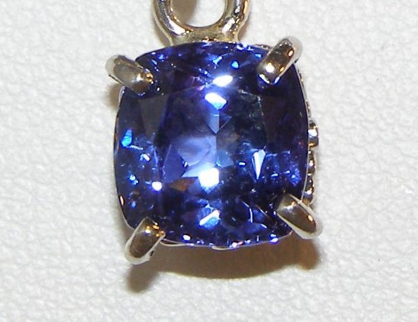 Elegant Cushion Tanzanite Diamond Necklace 14Kwg 4.25 Ctw - Image 8