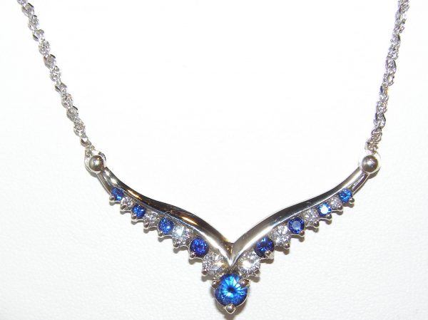 Sri Lanka Blue diamond necklace 14KWG 1.75 CTW - Image 2
