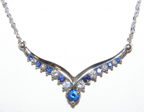 Sri Lanka Blue diamond necklace 14KWG 1.75 CTW - Image 3