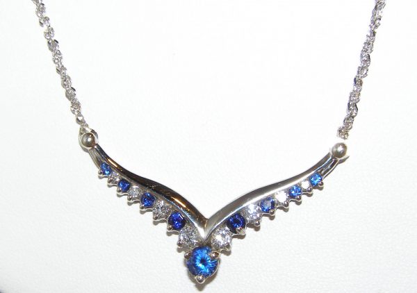 Sri Lanka Blue diamond necklace 14KWG 1.75 CTW - Image 4