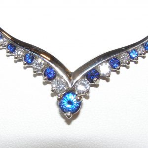Sri Lanka Blue diamond necklace 14KWG 1.75 CTW