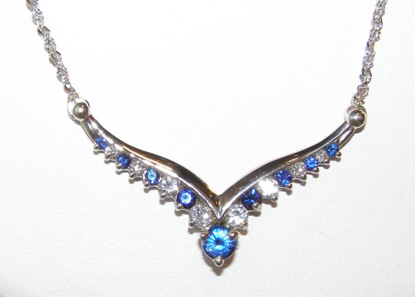 Sri Lanka Blue diamond necklace 14KWG 1.75 CTW - Image 6