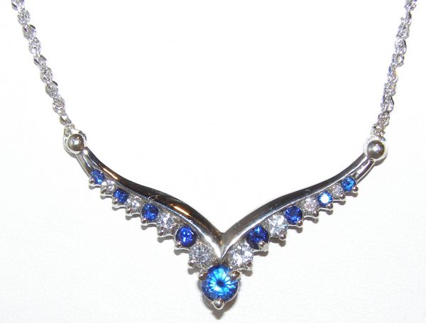 Sri Lanka Blue diamond necklace 14KWG 1.75 CTW - Image 9