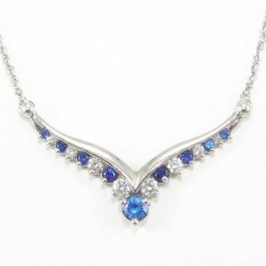 Sri Lanka Blue diamond necklace 14KWG 1.75 CTW