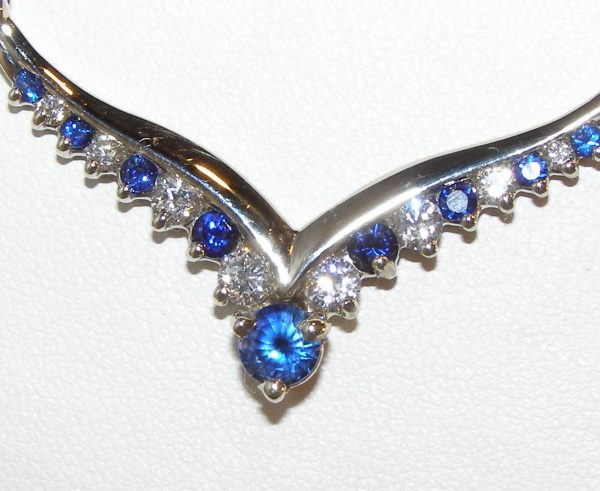 Sri Lanka Blue diamond necklace 14KWG 1.75 CTW - Image 10