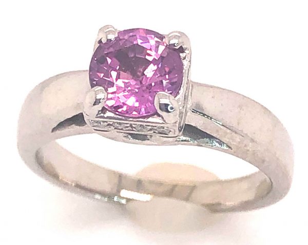 Sri Lanka Pink Sapphire Diamond Ring 14KWG 1.38 ctw - Image 4