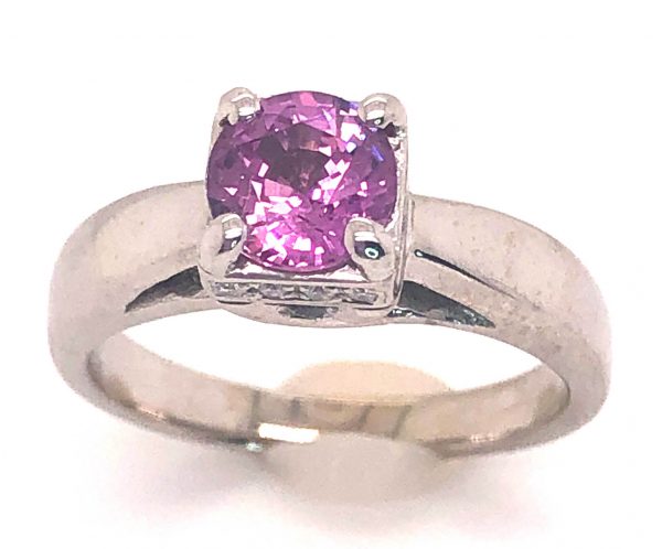 Sri Lanka Pink Sapphire Diamond Ring 14KWG 1.38 ctw - Image 5