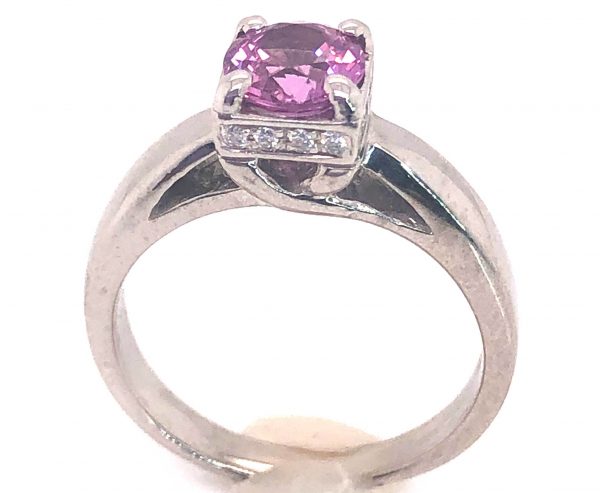 Sri Lanka Pink Sapphire Diamond Ring 14KWG 1.38 ctw - Image 6
