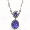 Art Deco Inspired Tanzanite Diamond Necklace 14KWG 18.01 Carats