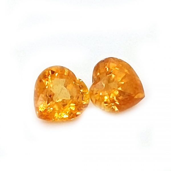 Matched Pair Orange Heart Cut Sapphire from Songea, Tanzania 2.19 carats 6mm - Image 7