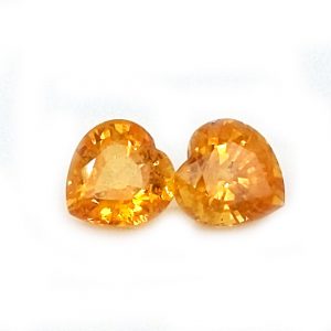 Matched Pair Orange Heart Cut Sapphire from Songea, Tanzania 2.19 carats 6mm