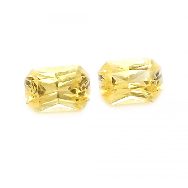 Sri Lanka Sapphire Yellow Emerald Radiant Cut Matched Pair 6.5x4.5mm  1.79 cts - Image 3