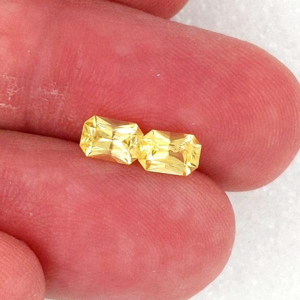 Sri Lanka Sapphire Yellow Emerald Radiant Cut Matched Pair 6.5x4.5mm  1.79 cts - Image 11