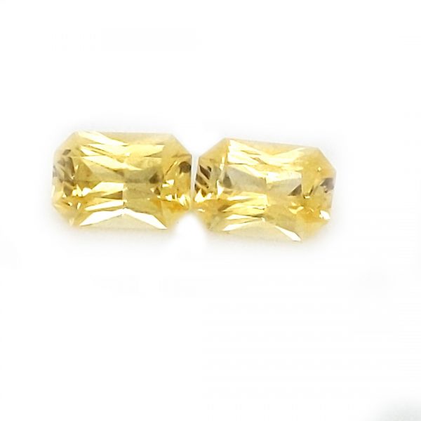 Sri Lanka Sapphire Yellow Emerald Radiant Cut Matched Pair 6.5x4.5mm  1.79 cts - Image 2