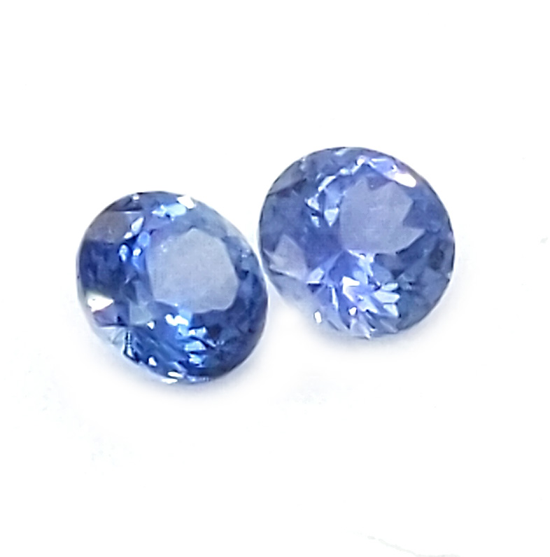 Matched Pair Round Blue Sri Lanka Sapphire 4.5mm and 0.90 total carat ...