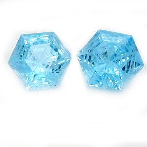 Brazilian Blue Topaz Spider Web Cut Hexagon Pair 5.49 Carats