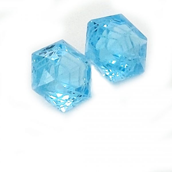 Brazilian Blue Topaz Spider Web Cut Hexagon Pair 5.49 Carats - Image 7