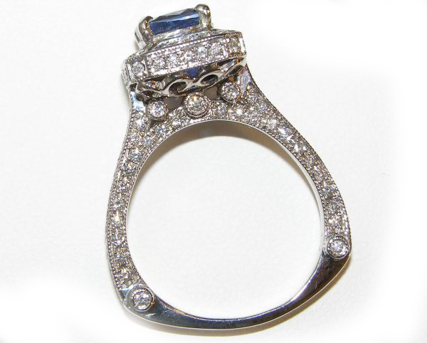 Art Deco Ceylon Blue Sapphire Diamond Ring 14KWG 4.36 ctw - Simply ...