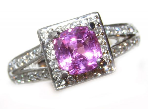 AGL Certified HOT Pink Cushion Cut Ceylon Pink Sapphire Diamond Platinum Ring 2.73 ct