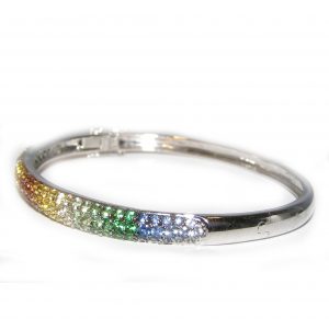 Fancy Multi-Color Sapphire Pave Bangle Bracelet 18KWG 5.00 ctw