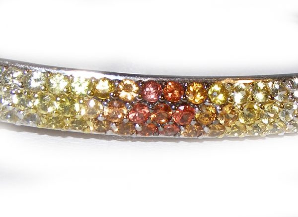 Fancy Multi-Color Sapphire Pave Bangle Bracelet 18KWG 5.00 ctw - Image 2