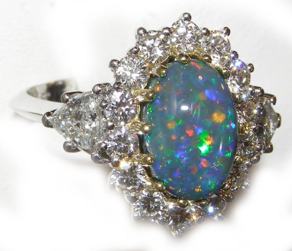 Certified Top Harlequin Black Opal Diamond Platinum Ring 6.94 CTW - Image 2