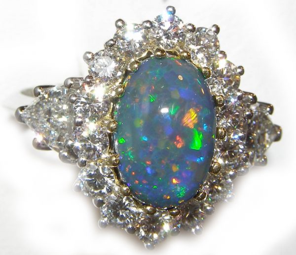 Certified Top Harlequin Black Opal Diamond Platinum Ring 6.94 CTW - Image 3