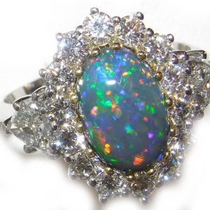 Certified Top Harlequin Black Opal Diamond Platinum Ring 6.94 CTW