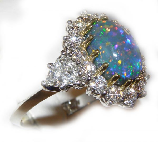 Certified Top Harlequin Black Opal Diamond Platinum Ring 6.94 CTW - Image 6
