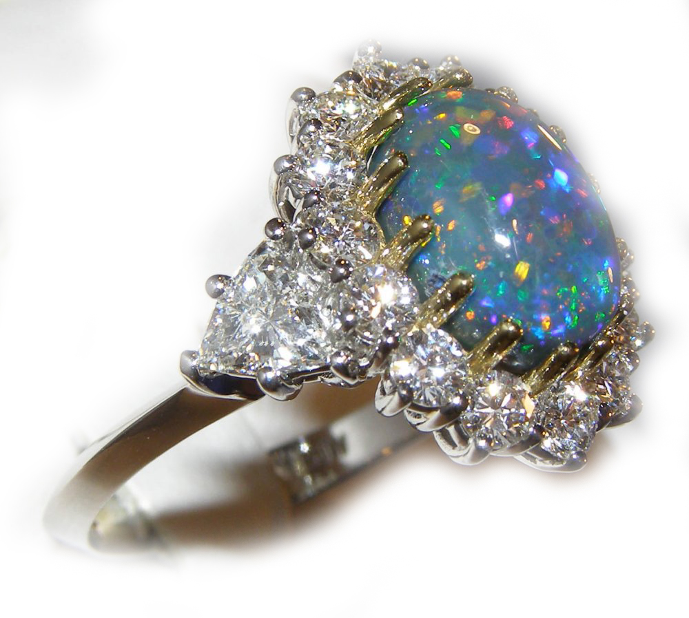 Modsatte telex Glad Certified Top Harlequin Black Opal Diamond Platinum Ring 6.94 CTW - Simply  Sapphires