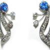 Art Deco Styled Sapphire Pave Diamond Earrings 14KWG 1.45 ctw - Image 9