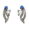 Art Deco Styled Sapphire Pave Diamond Earrings 14KWG 1.45 ctw - Image 6