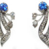 Art Deco Styled Sapphire Pave Diamond Earrings 14KWG 1.45 ctw - Image 5