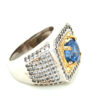 EGL Certified 3 Carat Mens Blue Sapphire Ring set in silver with zircon accent stones - Image 4