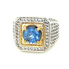 EGL Certified 3 Carat Mens Blue Sapphire Ring set in silver with zircon accent stones - Image 5