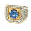 EGL Certified 3 Carat Mens Blue Sapphire Ring set in silver with zircon accent stones - Image 6
