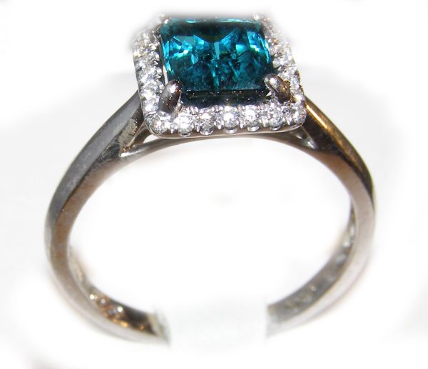 Electric Blue Indicolite Tourmaline Diamond Ring 14KWG 1.45ctw - Image 3