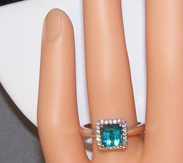 Electric Blue Indicolite Tourmaline Diamond Ring 14KWG 1.45ctw - Image 6