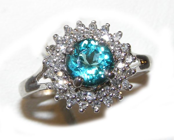 Stunning Blue/Green Tourmaline Diamond Ring 14KWG 1.36 ctw - Image 8